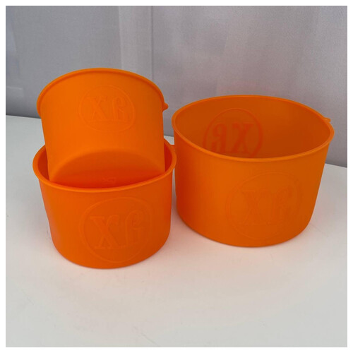 Набір силіконових форм для випікання пасхи 6750 3 предмети помаранчеве фото №4