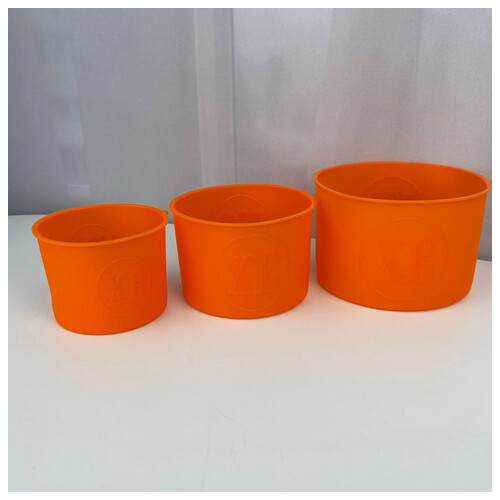 Набір силіконових форм для випікання пасхи 6750 3 предмети помаранчеве фото №1