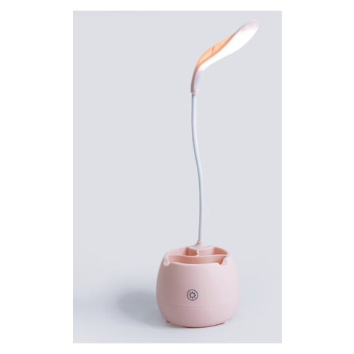 Светильник настольный с органайзером и подставкой для телефона Hauskrafter на аккумуляторе, 3х режимный розовый фото №1