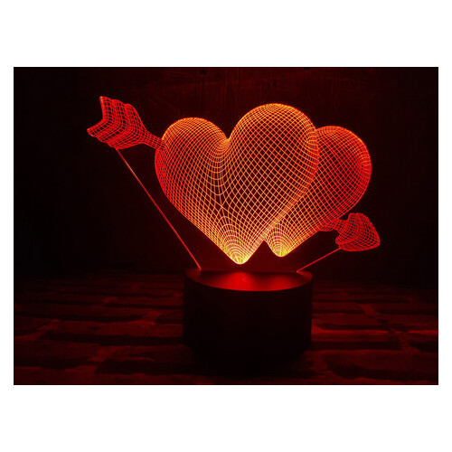 Змінна пластина для 3D ламп 3DToyslamp Два серця зі стрілою (12-010) фото №1
