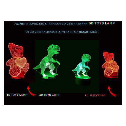 Змінна пластина для 3D ламп 3DToyslamp Динозаврик (12-041) фото №3