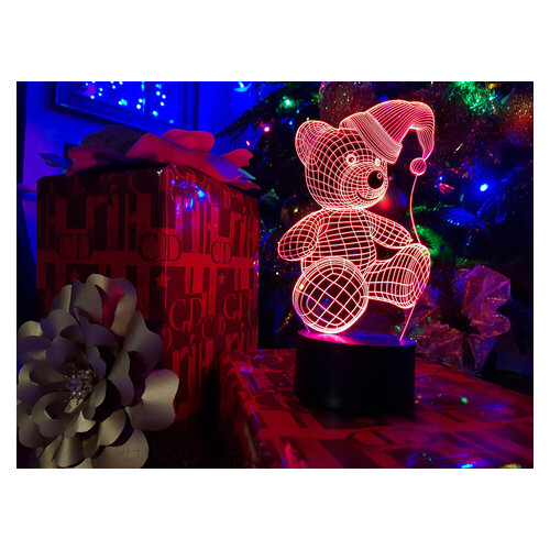 Змінна пластина для 3D світильників 3DToyslamp Ведмедик (новорічний) (12-201) фото №2