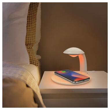 Настільна лампа з бездротовою зарядкою для телефону ProZone Mini-Light Wireless Charger White фото №6