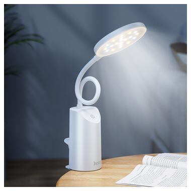 Настольная LED лампа Hoco HX10 Clip table lamp (1200mAh) White фото №12