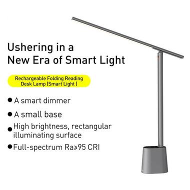 Лампа настольная BASEUS Rechargeable Folding Reading Desk Lamp DGZG-0G белая фото №4
