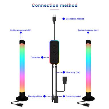 Настольная LED лампа Epik RGB 5V Panel 2 Single side Bluetooth dual pack USB with app Black фото №11