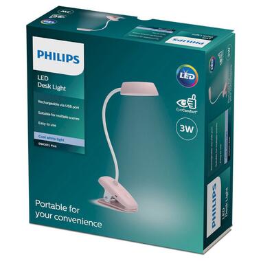 Лампа настільна з акумулятором Philips Donutclip 3Вт 4000K 1200мАг USB-A рожевий (929003179607) фото №5