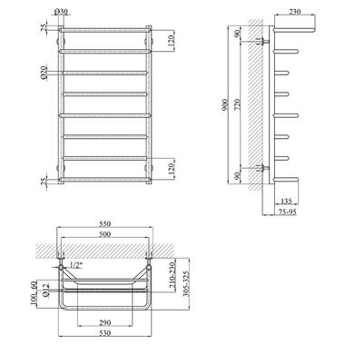 Полотенцесушитель водяной Kroner Лотос ДЛ02 900х530/8 CV017228  фото №5