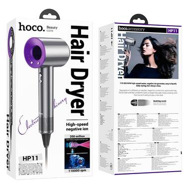 Фен Hoco high-speed negative ion hair dryer HP11 фиолетовый фото №7