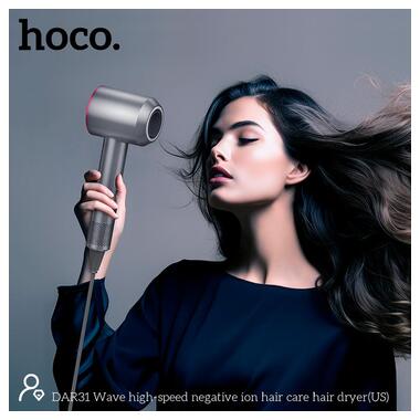 Фен HOCO Wave высокая скорость negative ion hair care hair dryer DAR31 розово-красный фото №10