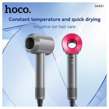 Фен HOCO Wave высокая скорость negative ion hair care hair dryer DAR31 розово-красный фото №9