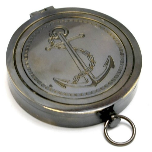 Компас бронзовий з кришкою None Brass Flat Compass діаметр 8 см (DN29259) фото №2