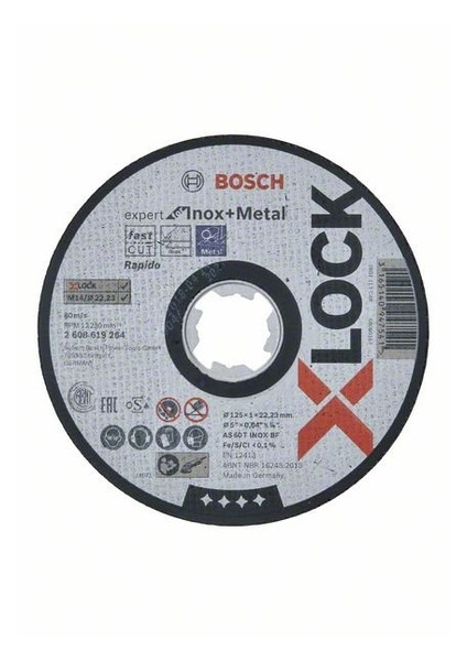 Відрізне коло Bosch X-LOCK Expert for Inox and Metal, 125x1.0x22.2мм (2.608.619.264) фото №1
