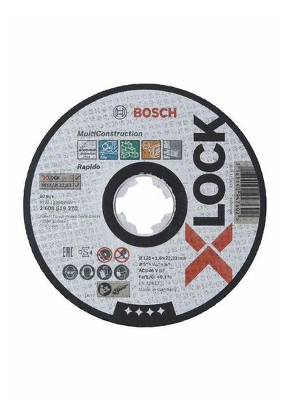 Відрізний круг Bosch X-LOCK Multi Material, 125x1,6x22,2 мм (2.608.619.270) фото №1
