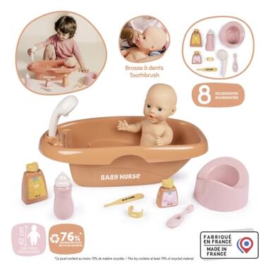 Игровой набор Smoby Ванная для пупса Бэби Ньорс. Терракотовая пудра из аксес., 42 см (7600220383) фото №4