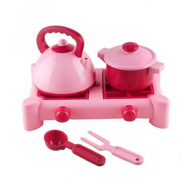 Детский игровой набор посуды с газовой плитой 70408(Pink) 6 предметов розовый  фото №1