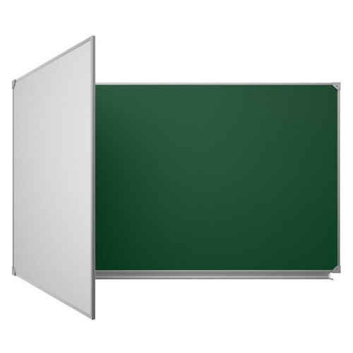 Доска комбинированная магнитно-маркерная/для мела UkrBoards UB100x300GW-3 Зеленый/Белый (с одним крылом) фото №1
