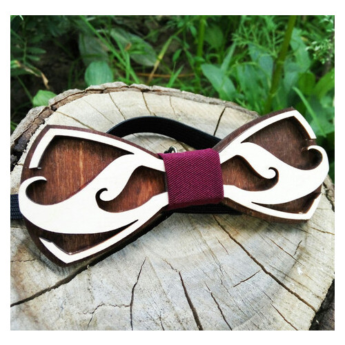 Метелик краватка дерев'яна Вусики ручної роботи серія Fantasy фото №1