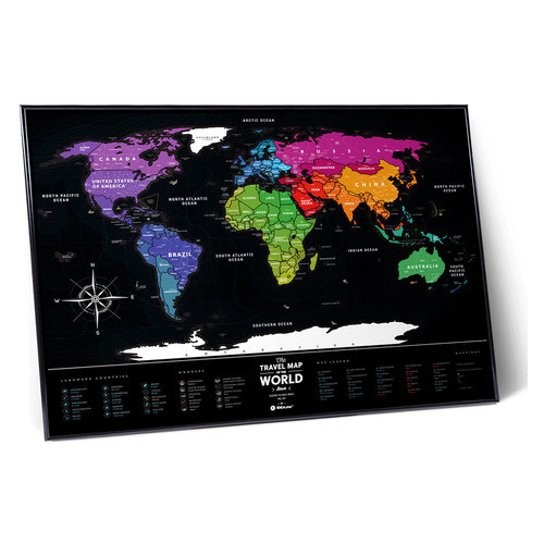 Скретч карта мира Travel Map Black World в раме фото №3