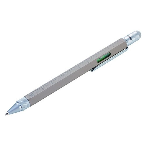 Ручка шариковая Construction со стилусом, линейкой, отверткой и уровнем, серый фото №2