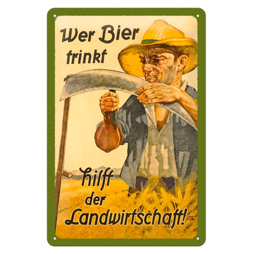 Табличка Wer Bier trinkt hilft... Nostalgic Art (22198) фото №1