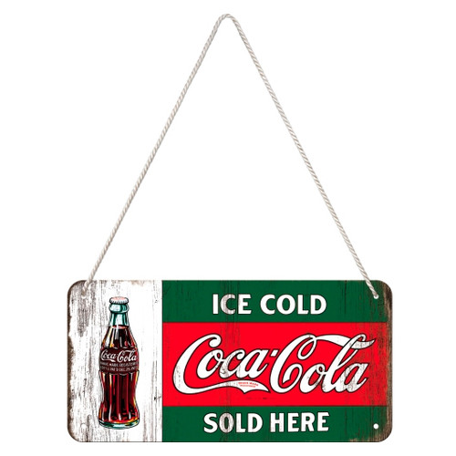 Табличка навісна зі шнурком Coca-Cola - Ice Cold Sold Here Nostalgic Art (28002) фото №1