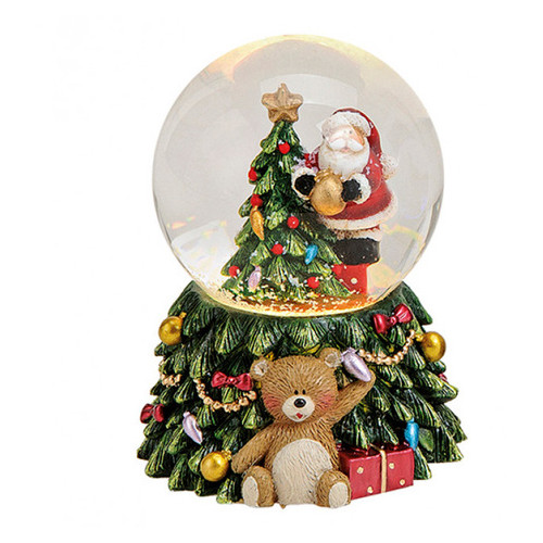 Снежный шар Санта на дереве с подсветкой фото №2