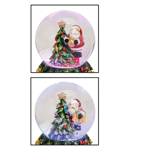 Снежный шар Санта на дереве с подсветкой фото №1