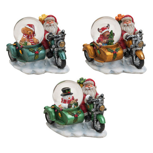 Снежный шар Санта на мотоцикле, 10*8 см фото №1