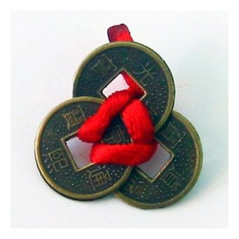 Монеты Даршан 3 шт 1,5см в кошелек темные красная ленточка 100/уп (20242) фото №1