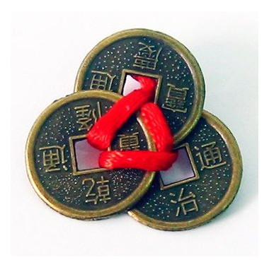 Монеты Даршан 3 шт 2см в кошелек темные красная ленточка 100/уп (20241) фото №1