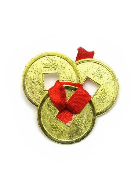 Монеты Даршан 3шт 2.5 см в кошелек золотые красная ленточка 100/уп (21672) фото №2