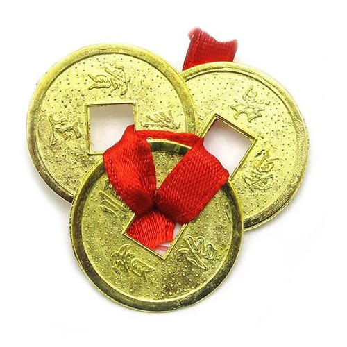 Монеты Даршан 3шт 2.5 см в кошелек золотые красная ленточка 100/уп (21672) фото №1