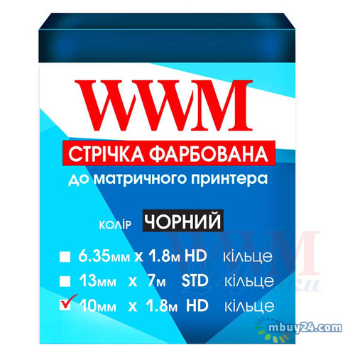 Стрічка для матричного принтера WWM 10мм х 1.8м HD кільце Black (R10.1.8H) фото №4