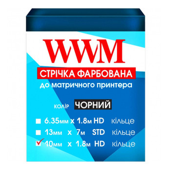 Стрічка для матричного принтера WWM 10мм х 1.8м HD кільце Black (R10.1.8H) фото №2