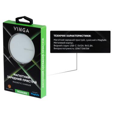 Зарядний пристрій Vinga Magnetic Wireless Charger 10W MagSafe (VCHAMS) фото №3