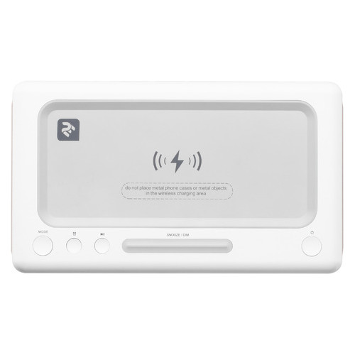 Акустична док-станція 2E SmartClock Wireless Charging Alarm Clock Bluetooth FM USB AUX White (2E-AS01QIWT) фото №7