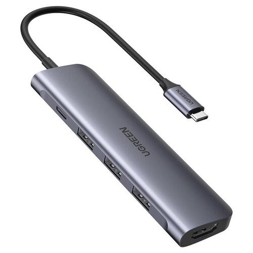 Док-станція Ugreen USB3.0 Type-C --> USB 3.0x3/HDMI/PD CM136 Grey (50209) фото №1