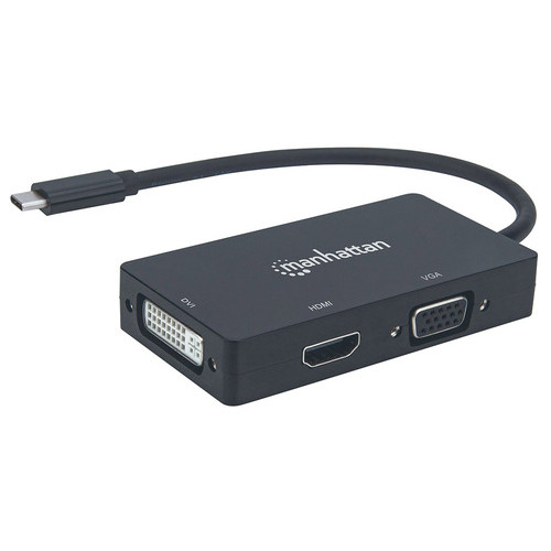 Док-станція Intracom Manhattan USB3.1 Type-C HDMI/DVI-I/VGA Black (152983) фото №1