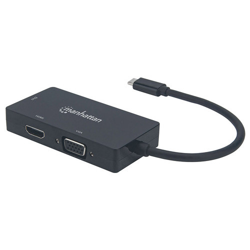 Док-станція Intracom Manhattan USB3.1 Type-C HDMI/DVI-I/VGA Black (152983) фото №2