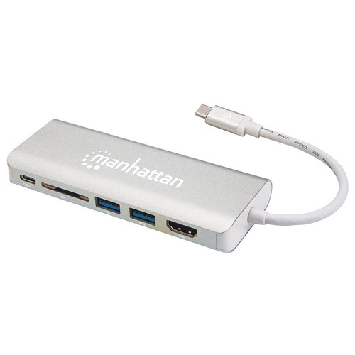 Док-станція Intracom Manhattan USB3.1 Type-C HDMI/USB 3.0x2/RJ45/SD/PD 60W Hub 7-in-1 (152075) фото №2