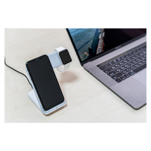 Беспроводное зарядное устройство док-станция Qitech Charge Dock Station 2 в 1 Apple Watch и iPhone белый фото №3