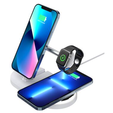 Зарядний пристрій Armorstandart Wireless Charging H101 3 in 1 Magnetic White (ARM78102) фото №6