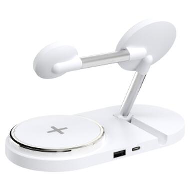 Зарядний пристрій Armorstandart Wireless Charging H101 3 in 1 Magnetic White (ARM78102) фото №2