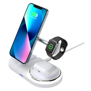 Зарядний пристрій Armorstandart Wireless Charging H101 3 in 1 Magnetic White (ARM78102) фото №4