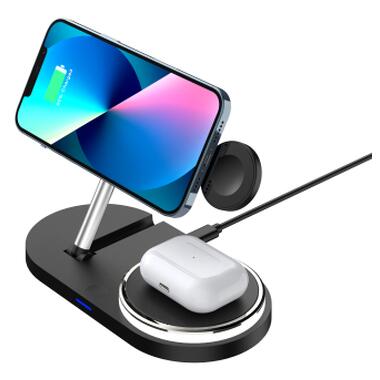 Зарядний пристрій Armorstandart Wireless Charging H102 3 in 1 Magnetic Black (ARM78103) фото №5