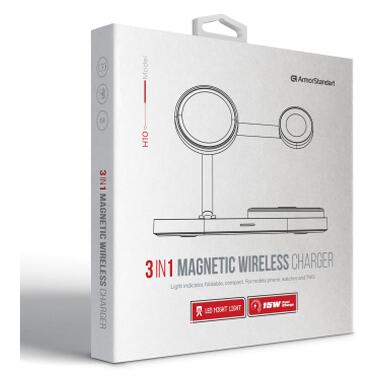 Зарядний пристрій Armorstandart Wireless Charging H102 3 in 1 Magnetic Black (ARM78103) фото №8