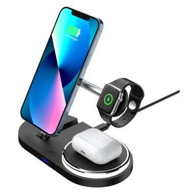 Зарядний пристрій Armorstandart Wireless Charging H102 3 in 1 Magnetic Black (ARM78103) фото №4