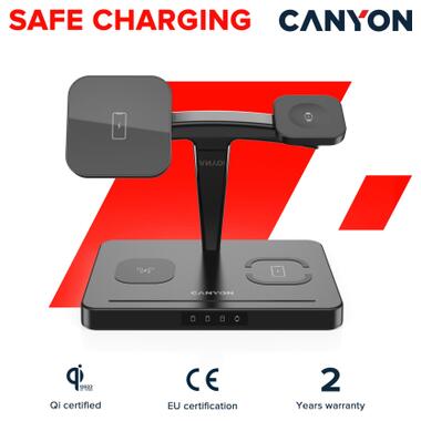 Зарядний пристрій Canyon WS-404 4in1 Wireless charger (CNS-WCS404B) фото №5