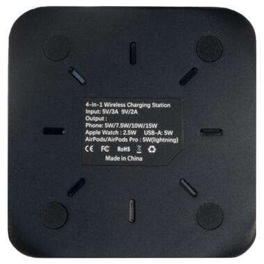 Зарядний пристрій Extradigital 4-in-1 Wireless charging for iPhone / iWatch / Airpods (W8) Black (CWE1533) фото №10